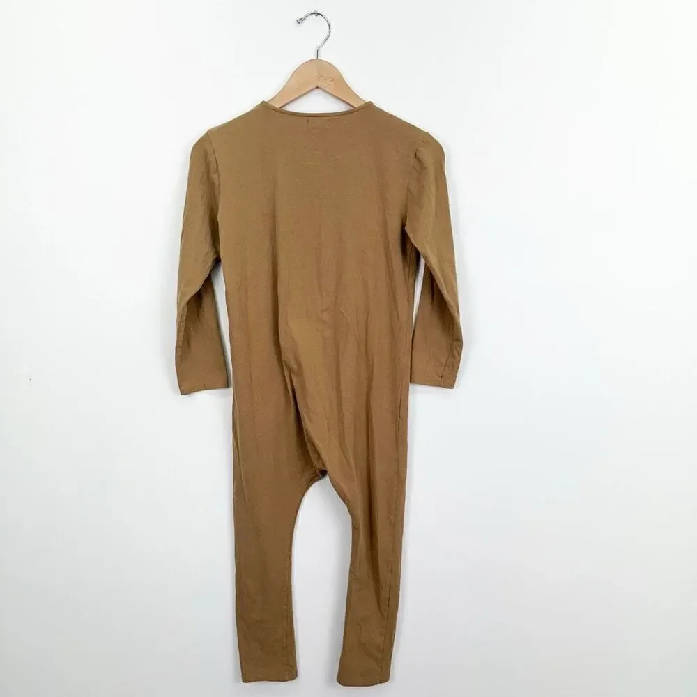 The Simple Folk Kids Gender Neutral Workman Playsuit in Camel Tan